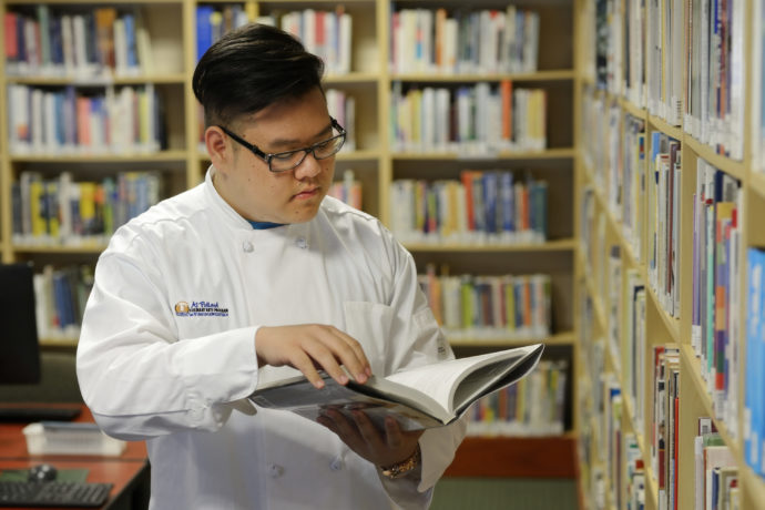 student in the library