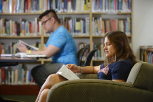Students studying in the library