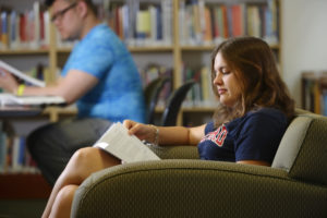students in the library