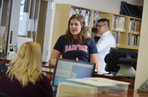 students in the library