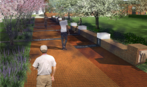 An artist's rendering of the central walkway plaza