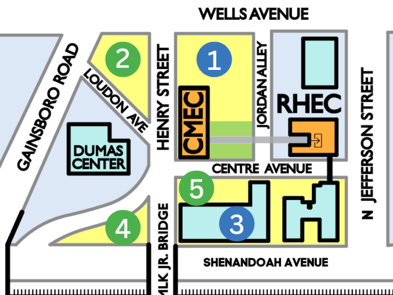 Map of parking areas for the RHEC